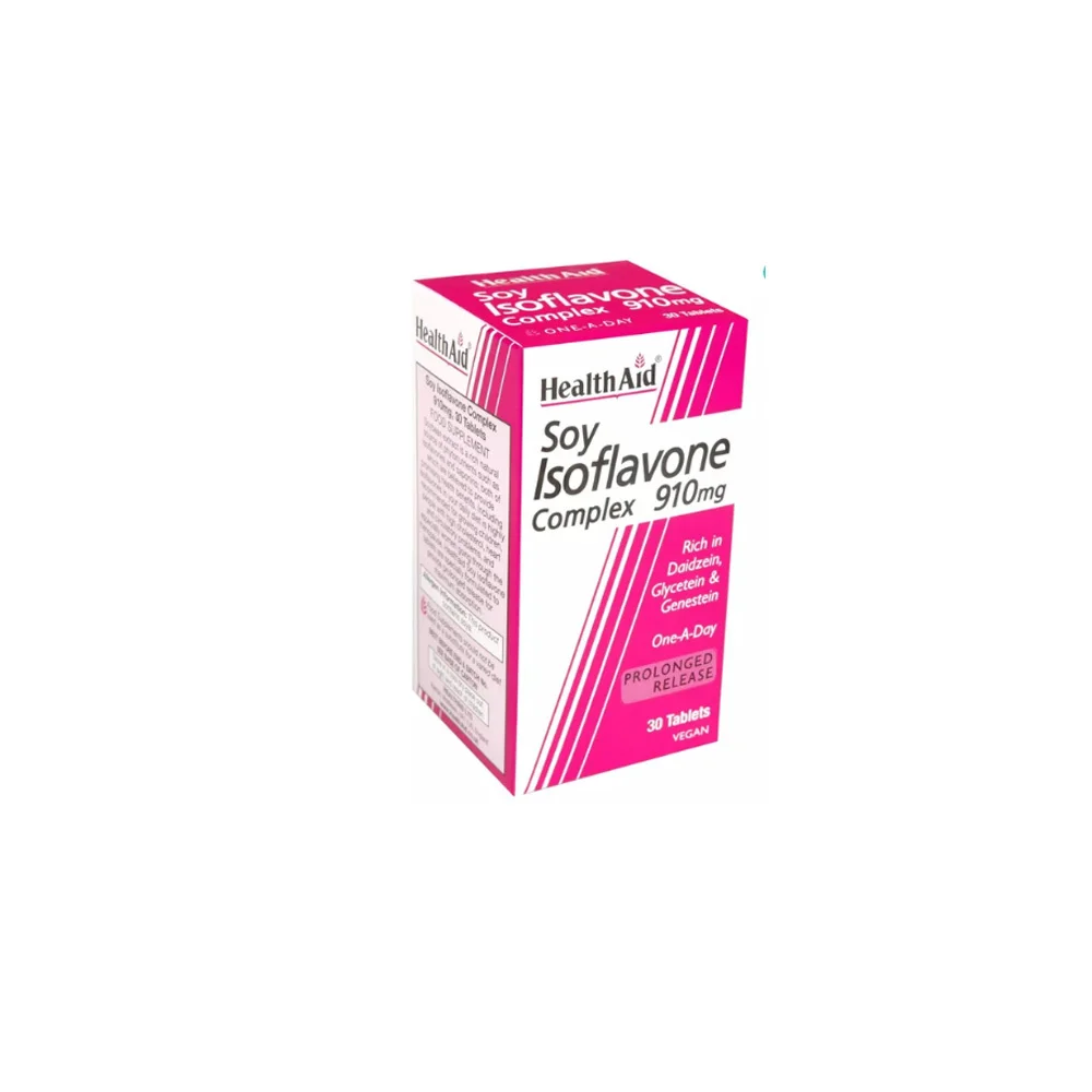 Health Aid Soy Isoflavone 910mg Dietary Supplement With Soy Isoflavins For Heart Bone Health & Female Hormones 30 Herbal Tablets