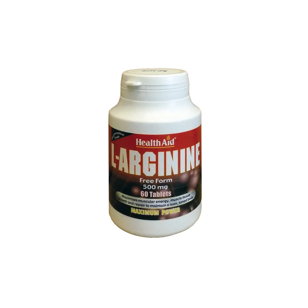 Health Aid L-Arginine 500mg Συμπλήρωμα Διατροφής Για Παραγωγή Ενέργειας Στους Μύες 60 ταμπλέτες