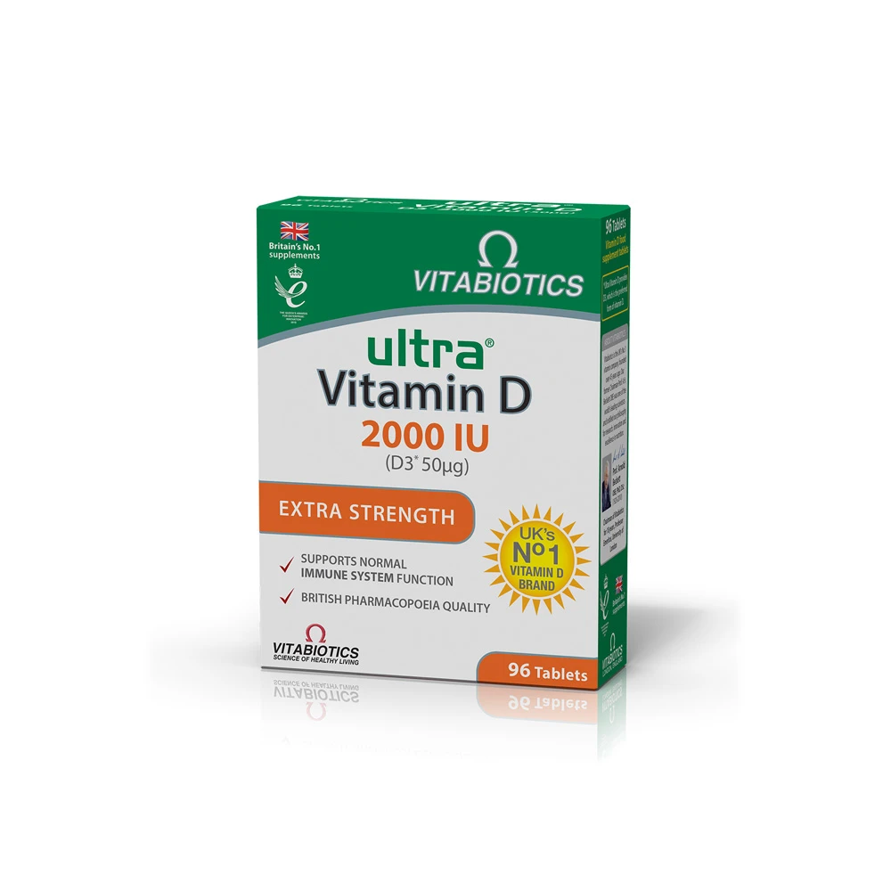 Vitabiotics Ultra Vitamin D 2000 IU D3 50mg Συμπλήρωμα Διατροφής Για Την Υγεία Οστών Δοντιών Μυών & Ενίσχυση Του Ανοσοποιητικού 96 ταμπλέτες