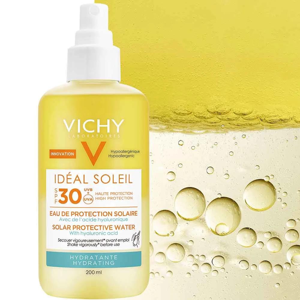 Vichy Ideal Soleil Hydrating SPF30 Protective Solar Water Αντηλιακό Νερό Προστασίας & Ενυδάτωσης Με Υαλουρονικό Οξύ 200ml