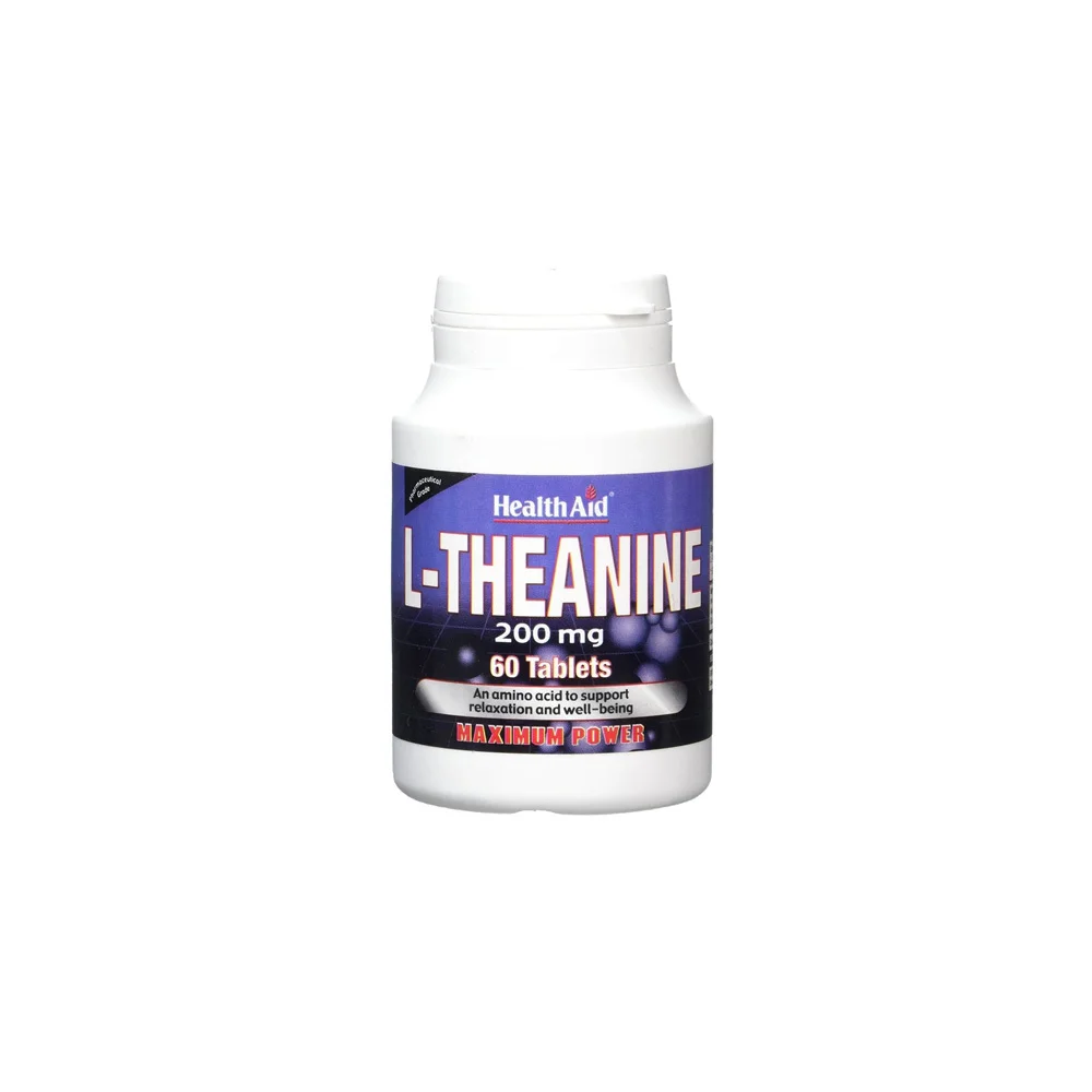 Health Aid L-Theanine 200mg Dietary Supplement Theanine Amino Acid That Supports Calm Nervous System 60 Tablets