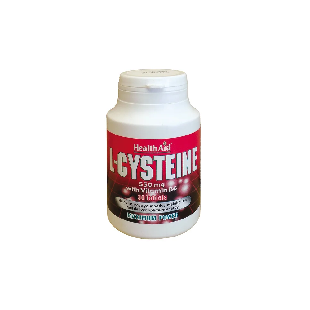 Health Aid L-Cysteine 550mg With Vitamin B6 Dietary Supplement To Increase Metabolism 30 tablets