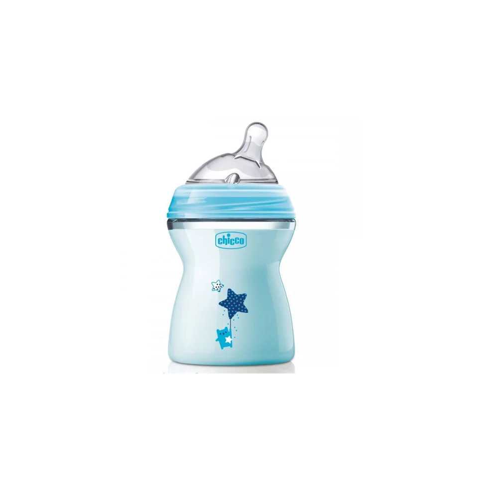 Chicco Natural Feeling Πλαστικό Μπιμπερό Σιέλ Μέτριας Ροής για 2m+ με Θηλή Σιλικόνης 250ml