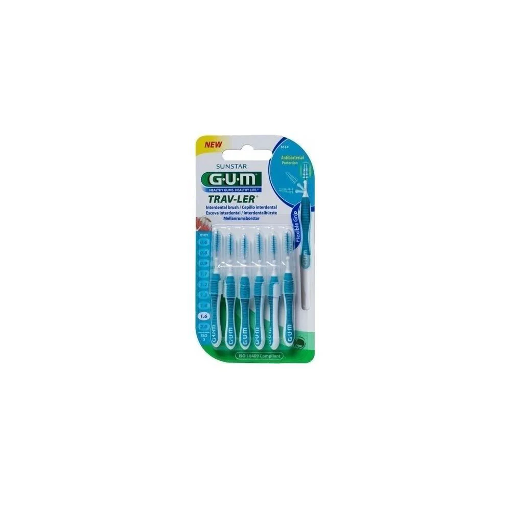 Gum Trav-ler Interdental Brush 1.6mm Blue (1614) 6 picies