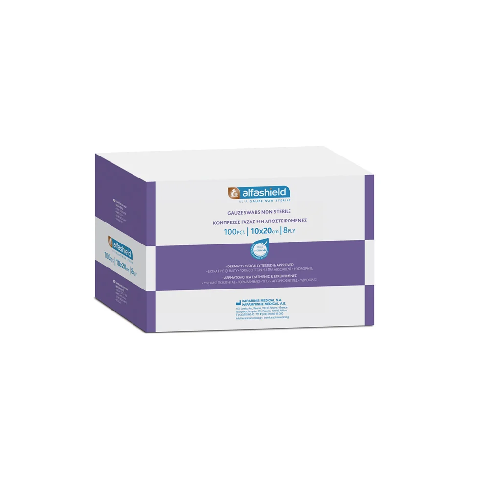Karabinis Medical Non-Sterilized Gauzes 10cm x 20cm 8ply 100 picies