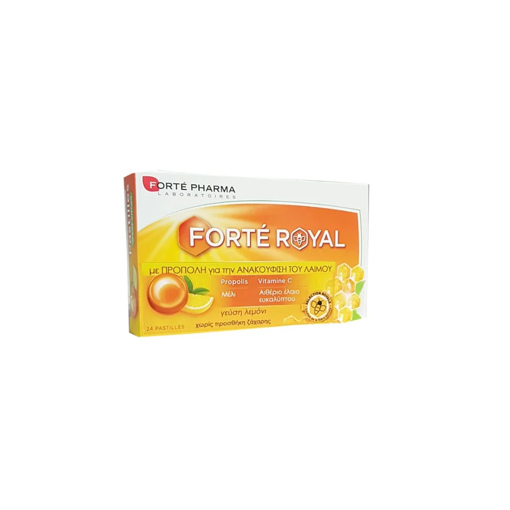 Forte Pharma Pastillies Royales Pastilles With Propolis & Lemon Flavor For Sore Throat 24 pieces