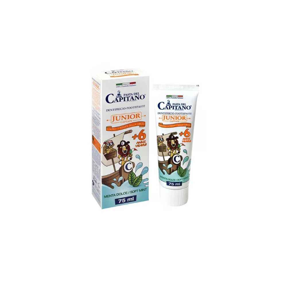 Pasta Del Capitano Junior Toothpaste +6 Years Soft Mint Παιδική Οδοντόπαστα Με Γεύση Απαλή Μέντα 75ml