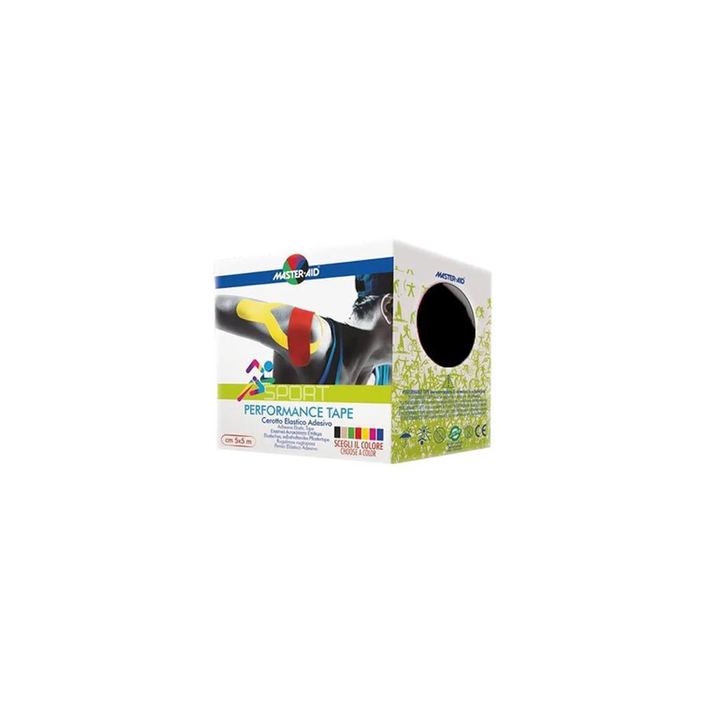 Master Aid Performance Tape 5mx5cm Αυτοκόλλητο Ελαστικό Επίθεμα Μαύρο 1 τεμάχιο
