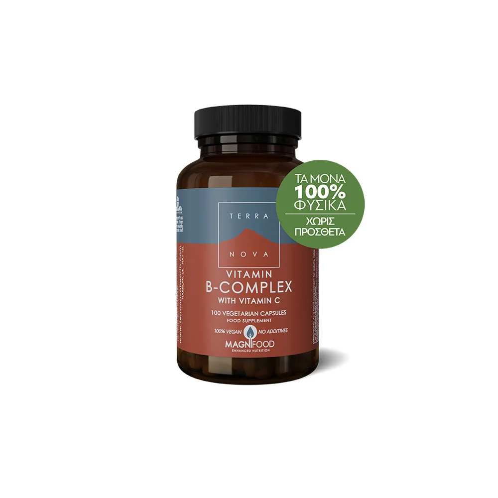 TerraΝova Vitamin B-Complex With Vitamin C Καινοτόμος Σύνθεση Βιταμινών Του Συμπλέγματος Β Για Μέγιστη Απορρόφηση 100 κάψουλες