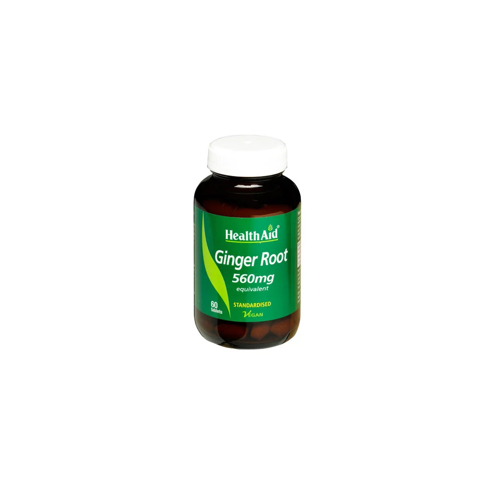Health Aid Ginger Root 560mg Equivalent Dietary Supplement With Peppermint Extract For Gastrointestinal Health 60 tablets