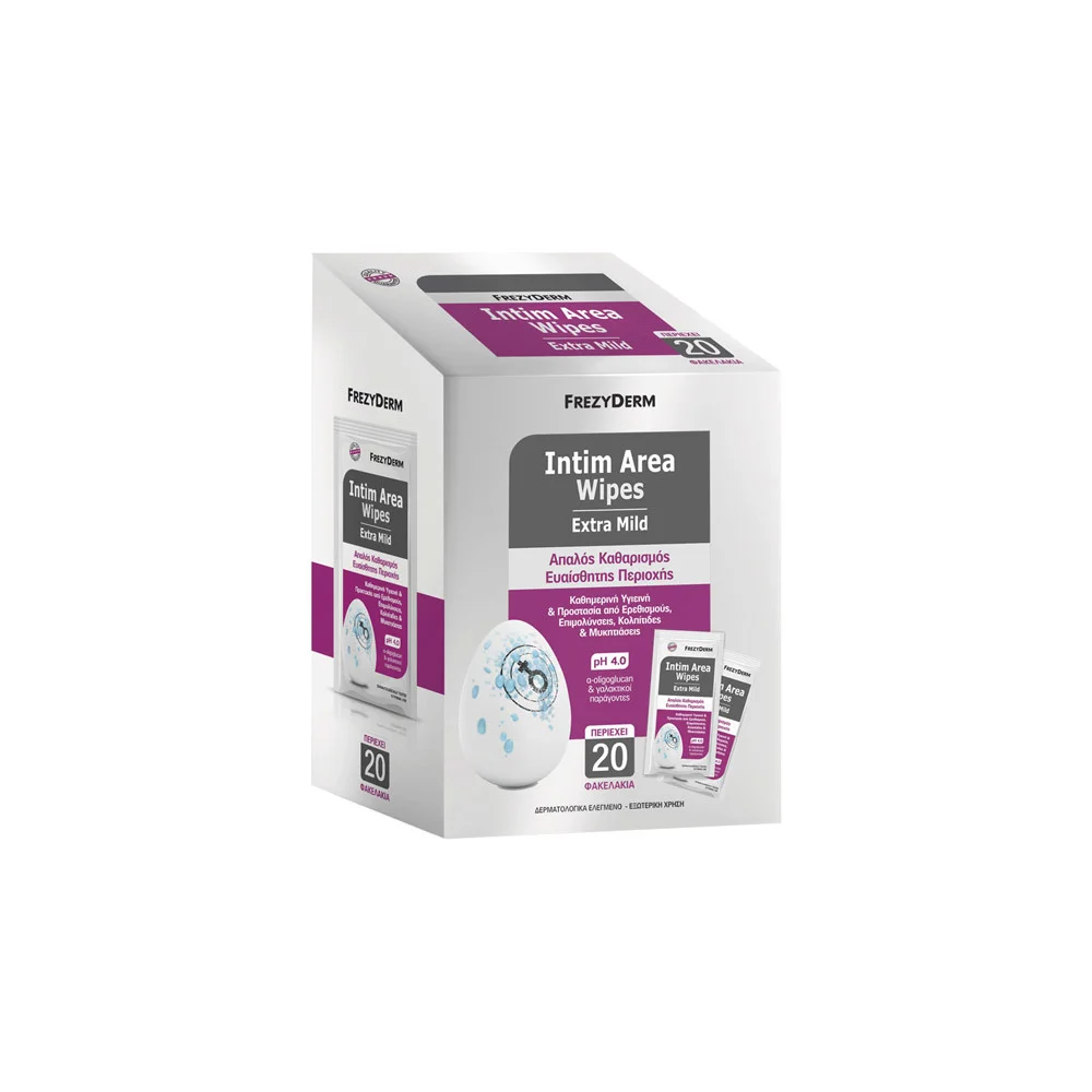 Frezyderm Intim Area Wipes Extra Mild PH 4.0 Μαντηλάκια Καθαρισμού Ευαίσθητης Περιοχής 20 Φακελάκια