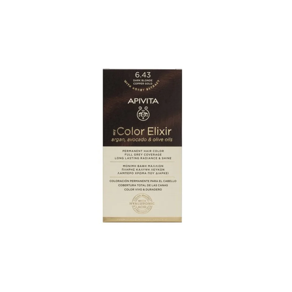 Apivita My Color Elixir Permanent Hair Color No 6.43 Dark Blonde Copper Gold 1 piece