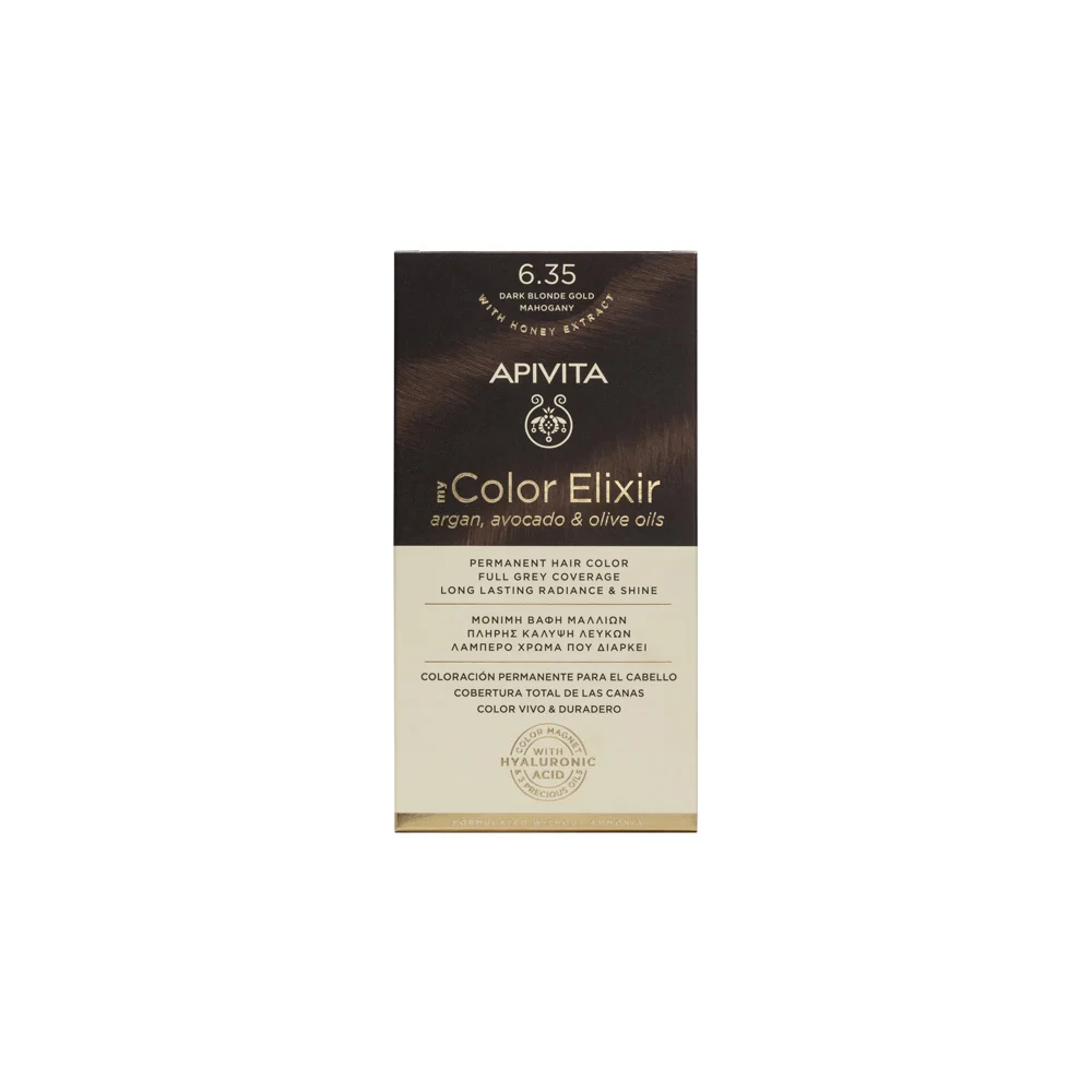 Apivita My Color Elixir Permanent Hair Color No 6.35 Dark Blonde Gold Mahogany 1 piece