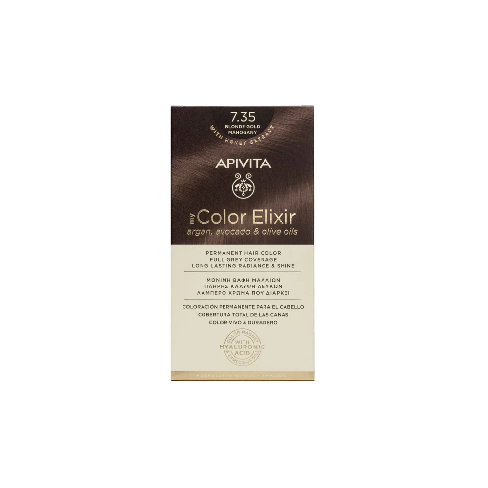 Apivita My Color Elixir Permanent Hair Color No 7.35 Blonde Gold Mahogany 1 piece