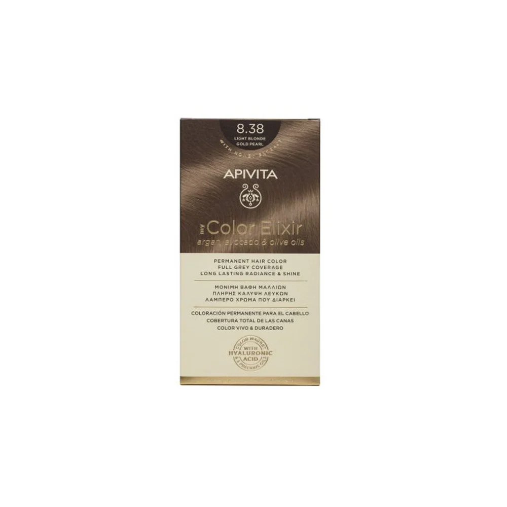 Apivita My Color Elixir Permanent Hair Color No 8.38 Light Blonde Gold Pearl 1 piece
