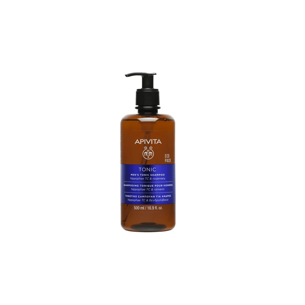 Apivita Men’s Tonic Σαμπουάν Κατά Της Ανδρικής Τριχόπτωσης Με Ιπποφαές Hippophae TC & Δενδρολίβανο Eco Pack 500ml