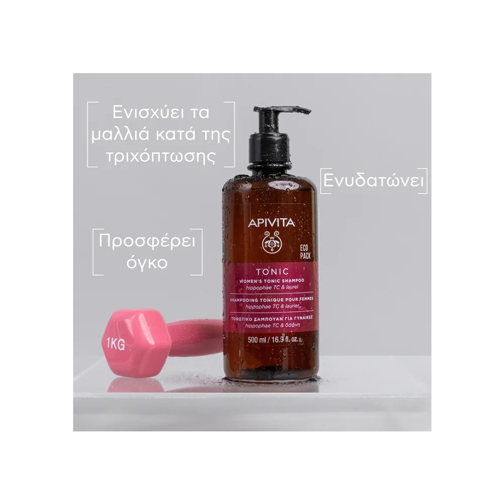 Apivita Eco Pack Τονωτικό Σαμπουάν Κατά Της Γυναικείας Τριχόπτωσης Με Hippophae TC & Δάφνη 500ml