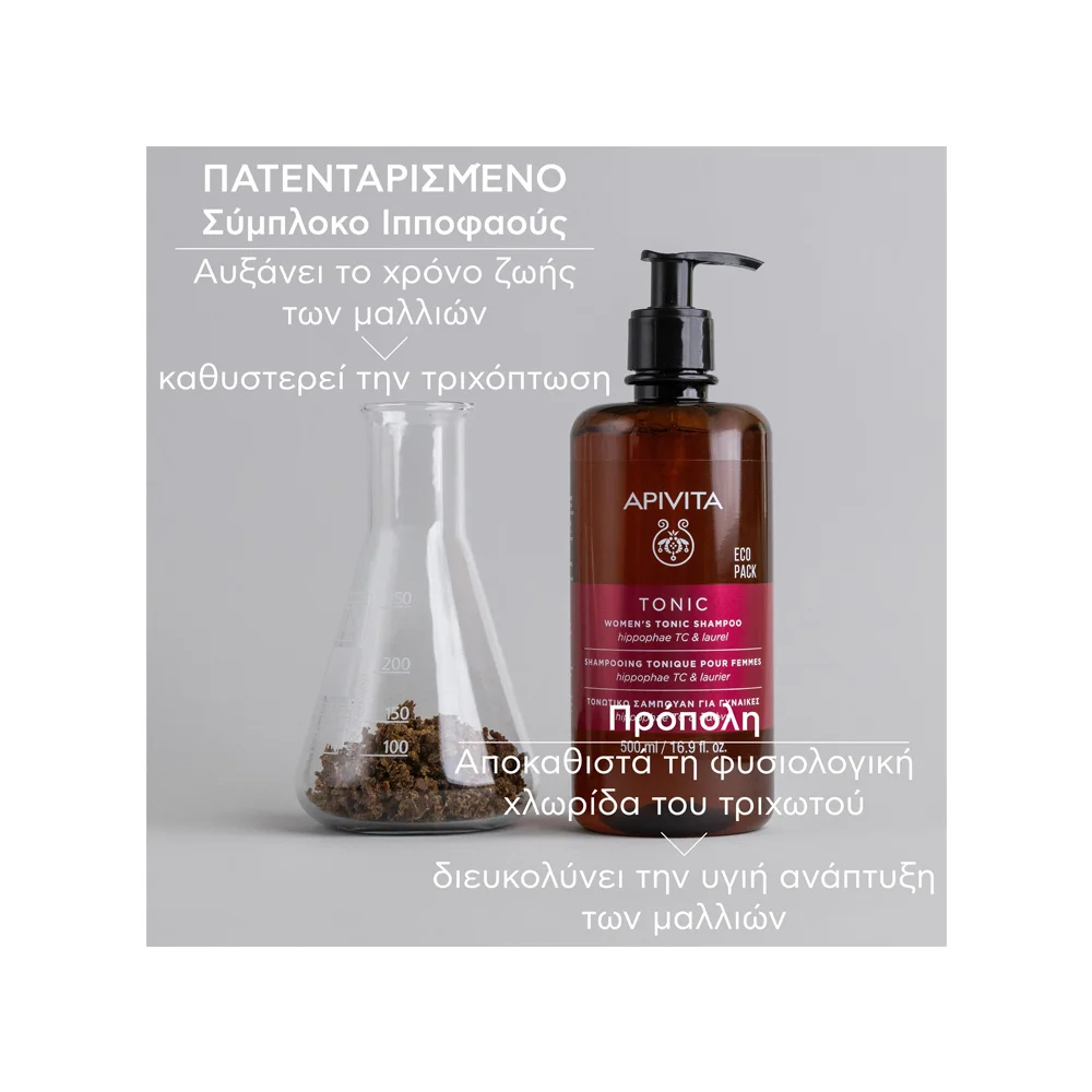 Apivita Eco Pack Τονωτικό Σαμπουάν Κατά Της Γυναικείας Τριχόπτωσης Με Hippophae TC & Δάφνη 500ml