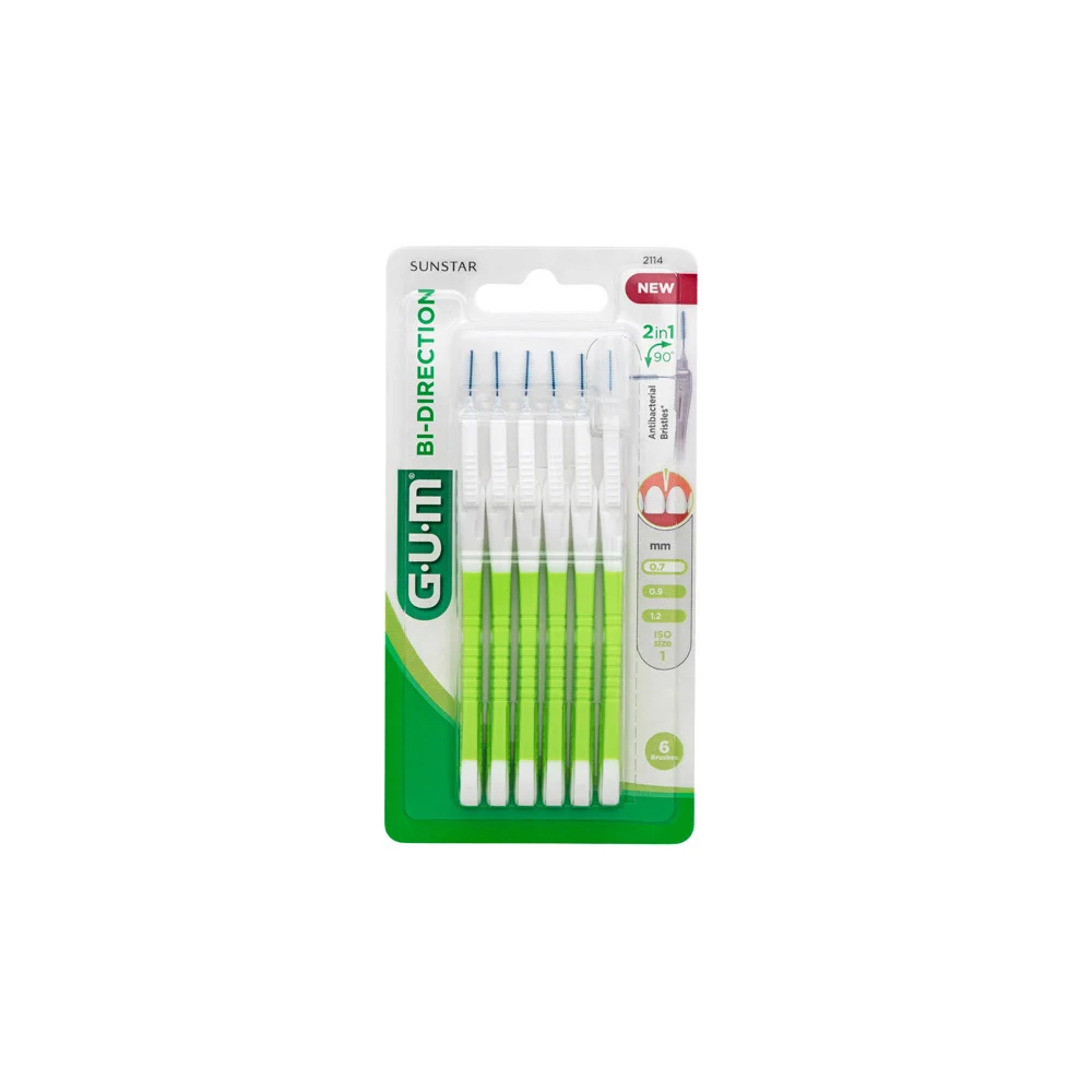 Gum Bi-Directional 2114 Ultra Fine 0.7 Μεσοδόντια Bουρτσάκια Για Αποτελεσματική Αφαίρεση Της Πλάκας 6 τεμάχια