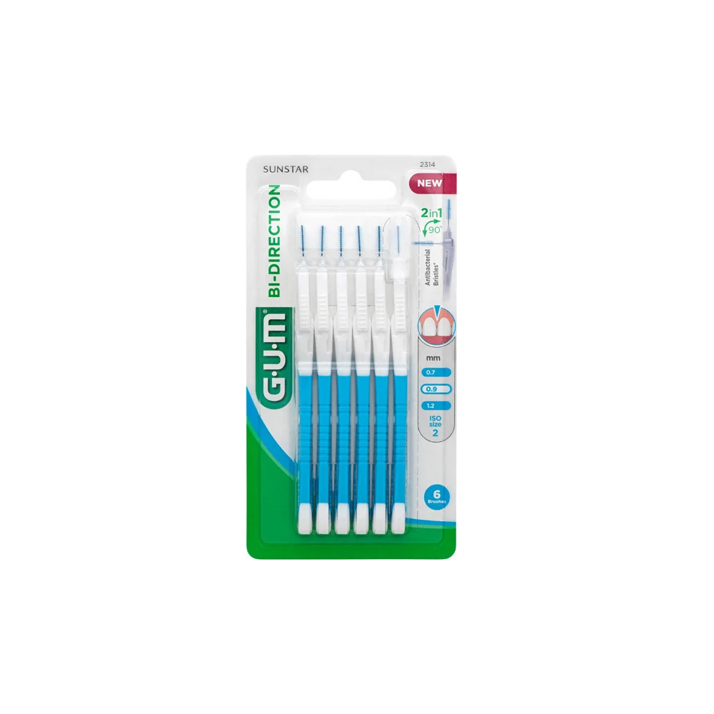Gum Bi-Directional 2314 Micro Fine 0.9 Μεσοδόντια Βουρτσάκια Για Αποτελεσματική Αφαίρεση Της Πλάκας 6 τεμάχια