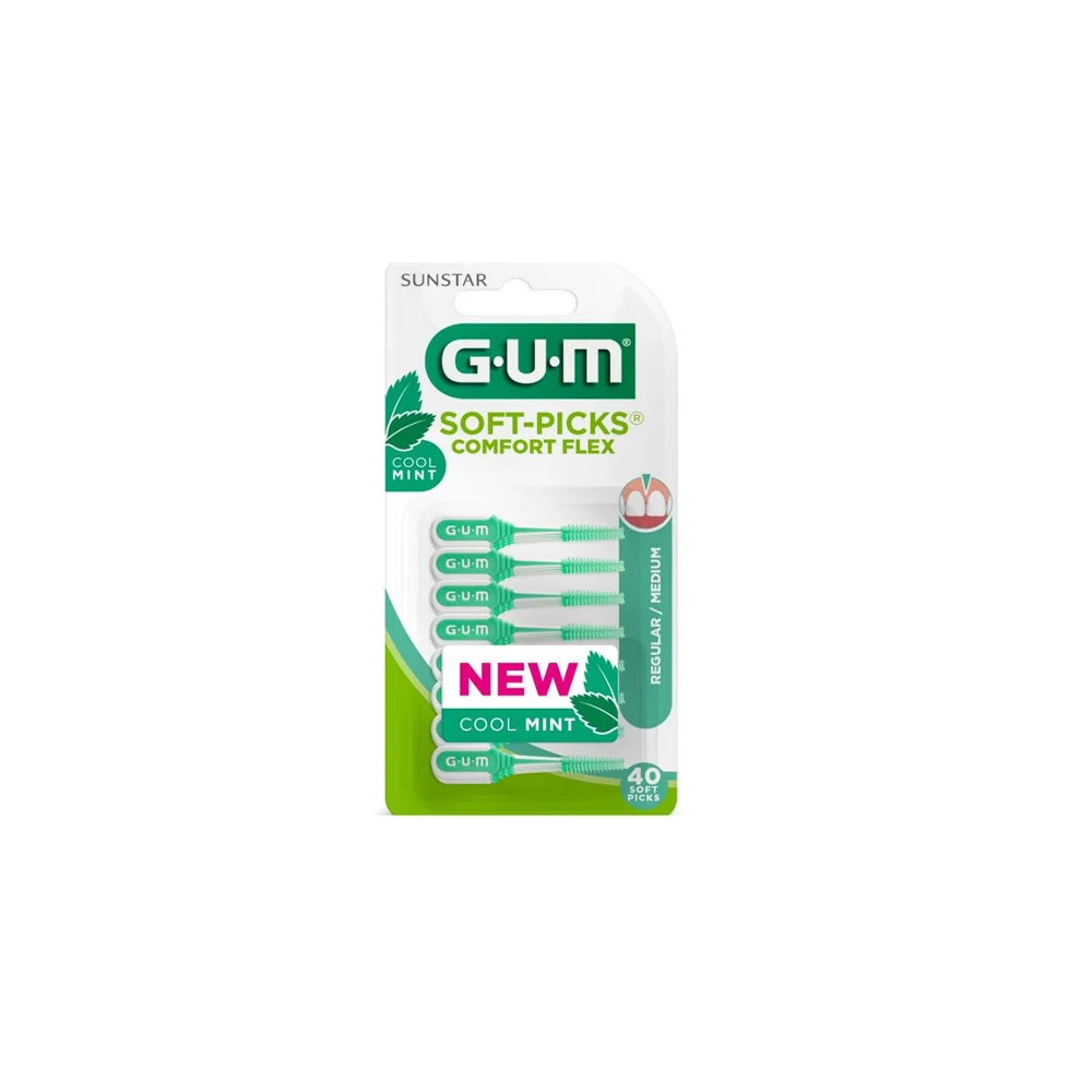 Gum Soft Picks Comfort Flex Cool Mint 670 Medium Interdental Brushes 40 pieces