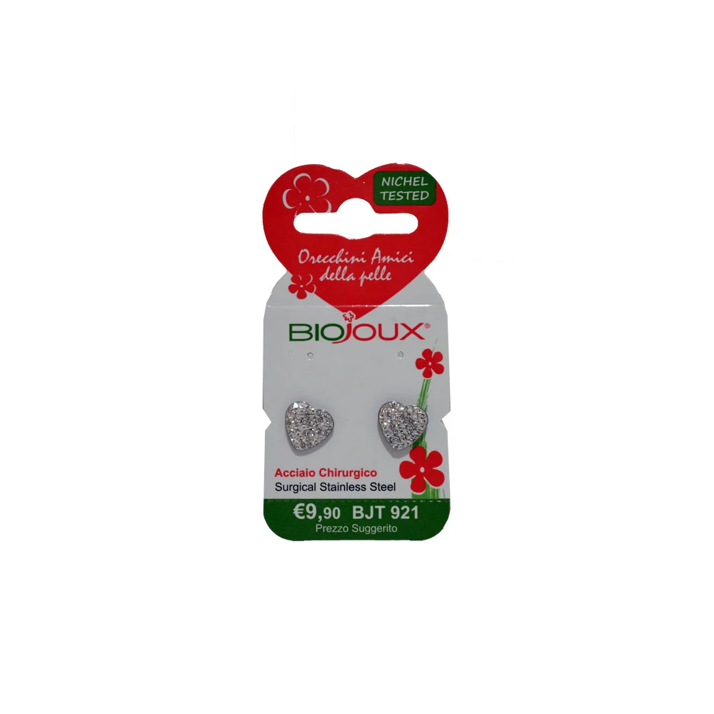 Biojoux BJT 921 Heart White Pave Strass 10mm 316L Stainless Steel 2 picies