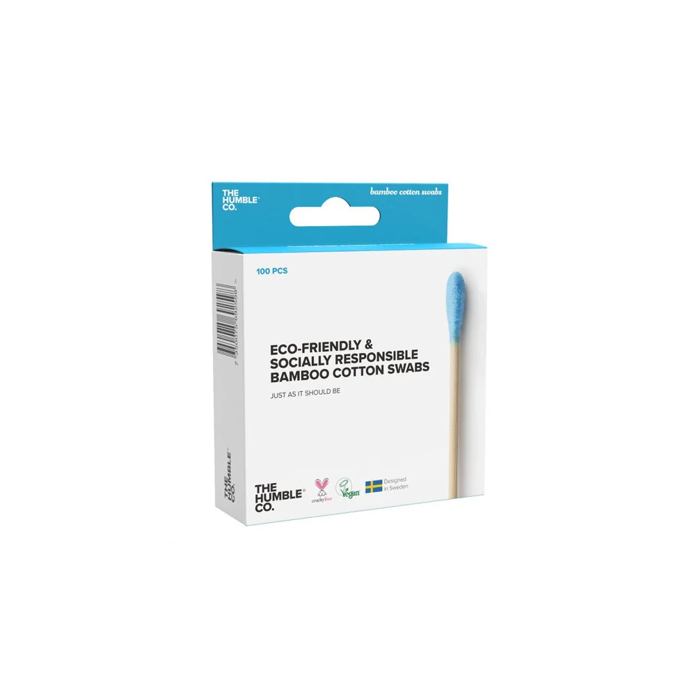 The Humble Co. Natural Cotton Swabs Blue Μπατονέτες Από Μπαμπού & Βαμβάκι Μπλε Χρώμα 100 τεμάχια