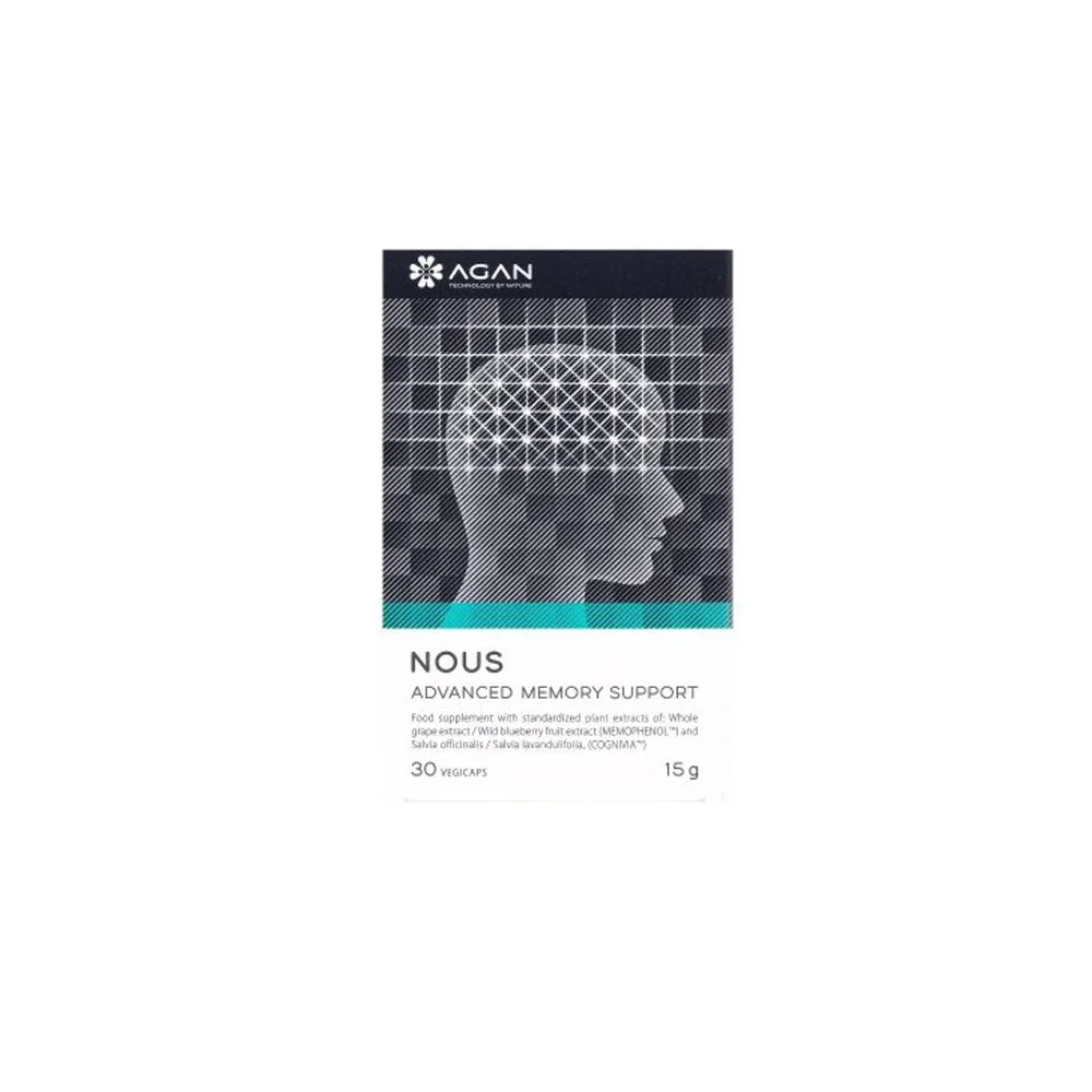 Agan Nous Advanced Memory Support Nutritional Supplement for Memory, Concentration & Mental Clarity 30 V.caps