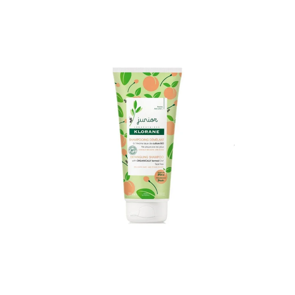 Klorane Junior Shampoo Παιδικό Σαμπουάν Για Εύκολο Ξέμπλεγμα Με Άρωμα Ροδάκινο 3 Ετών+ 200ml