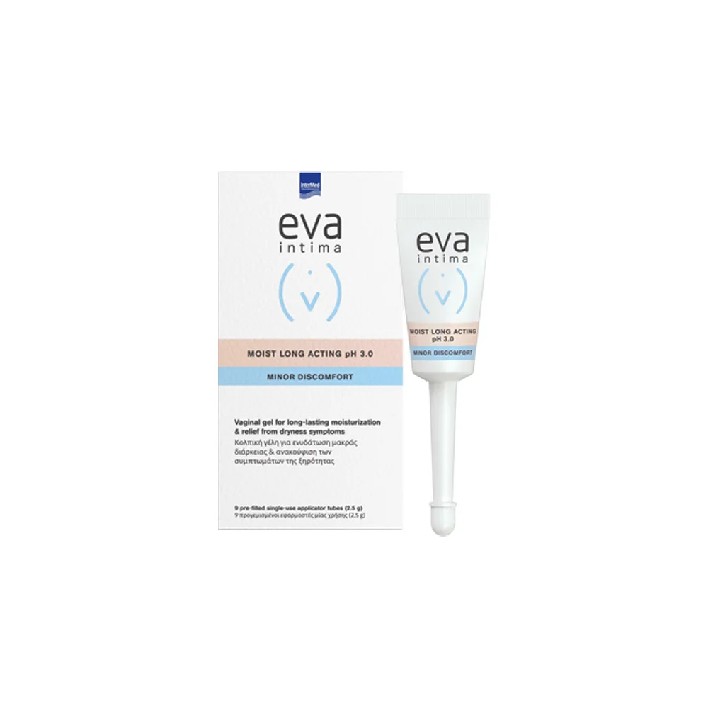 InterMed Eva Intima Moist Long Acting pH 3.0 Κολπική Γέλη Kατά Tης Ξηρότητας 9 σωληνάρια