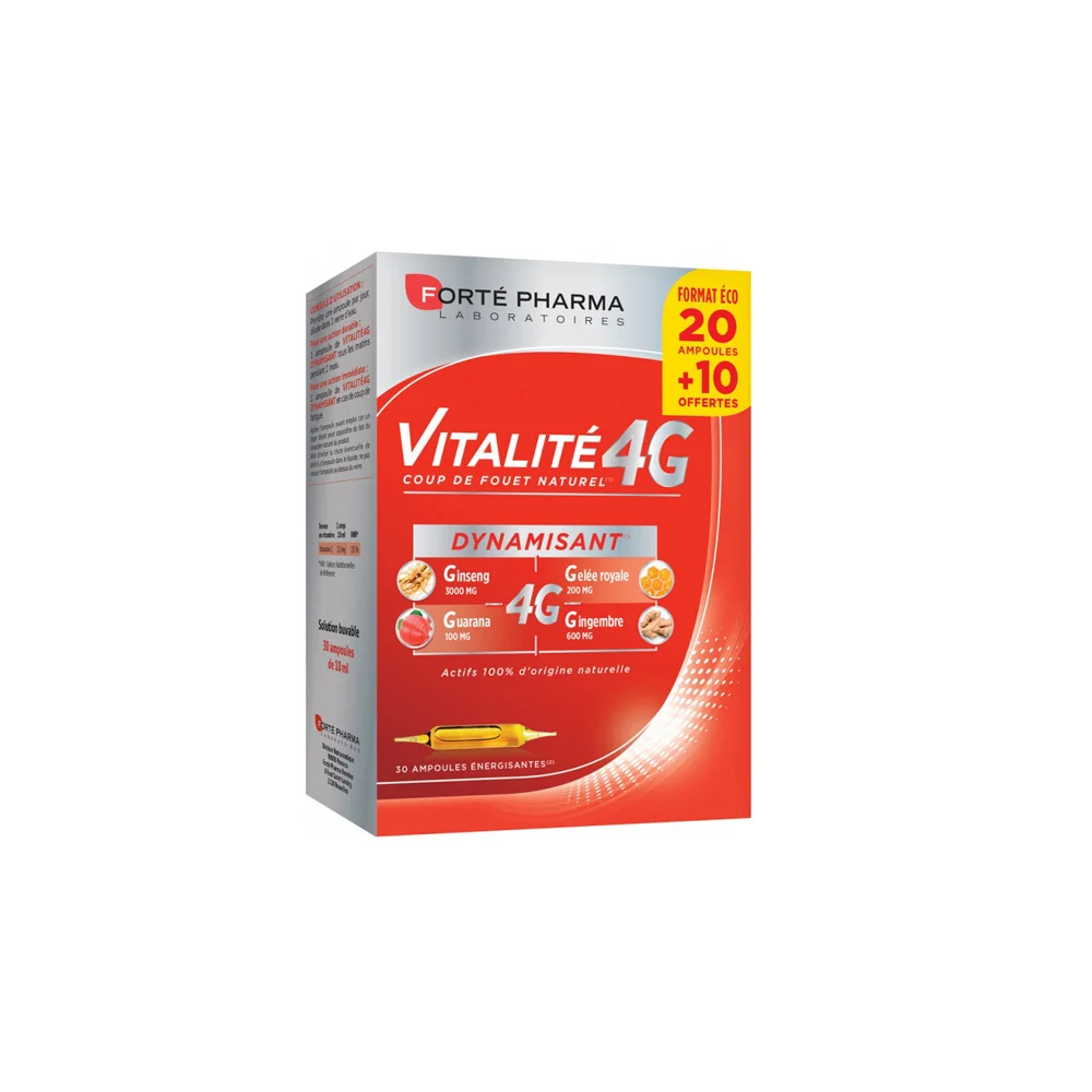 Forte Pharma Promo (50% Extra Product) Vitalite 4G Supplement To Fight Fatigue 20+10 ampoules