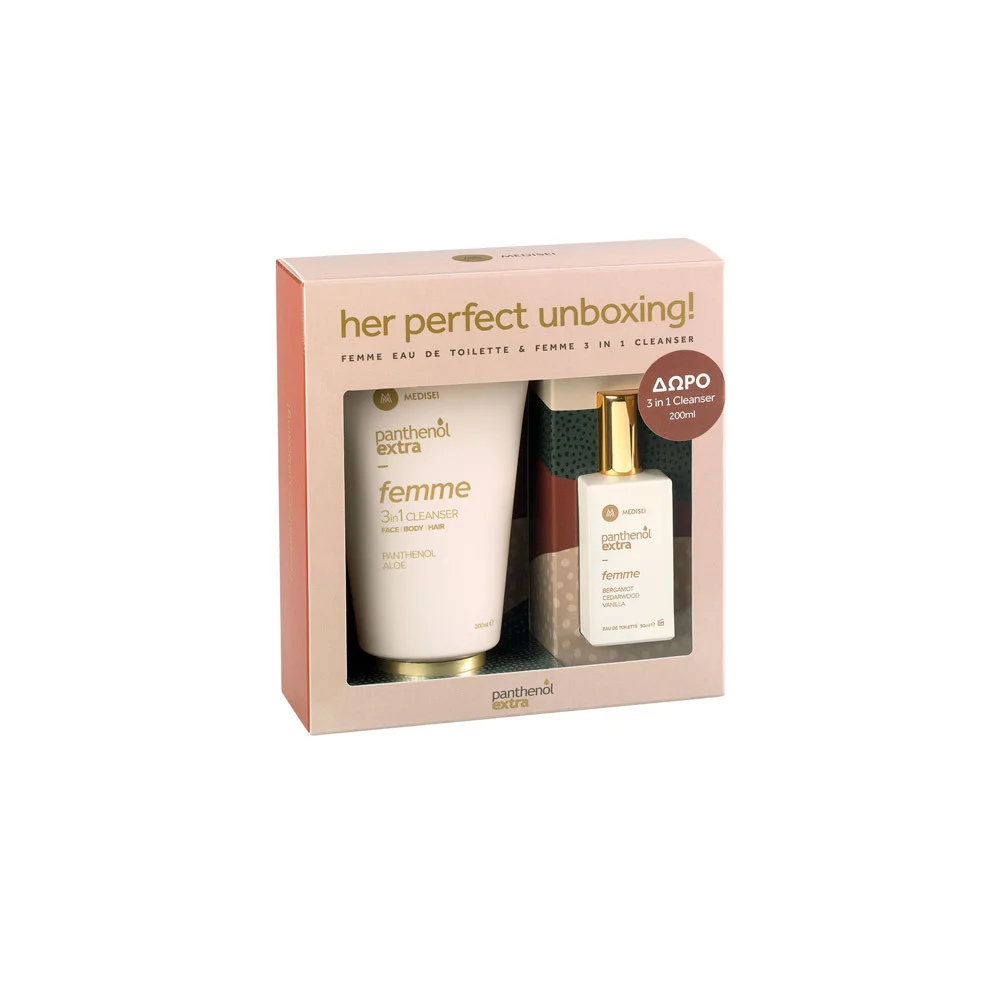 Medisei Panthenol Extra Promo Femme Eau De Toilette 50ml + Gift Femme 3 In 1 Cleanser 200ml