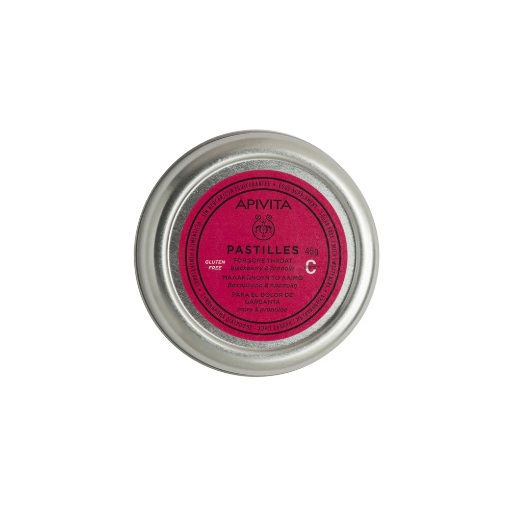 Apivita Pastilles For Sore Throat With Blackberry & Propolis 45gr
