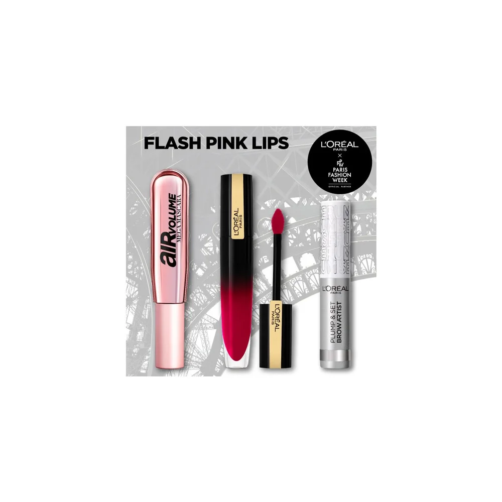 L'Oreal Paris Set Brow Artist Serum 4.9ml, Air Volume Mega Mascara 9.4ml & Gloss 308 Be Demanding 6.4ml