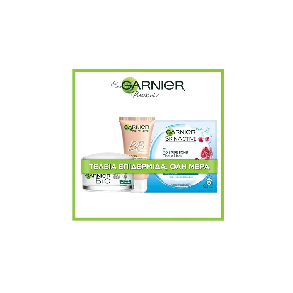 Garnier Promo Bio Graceful Lavandin Anti Wrinkle Day Cream 50ml & Skinactive BB Miracle Skin Medium 50ml & Skinactive Moisture Bomb Tissue 32gr