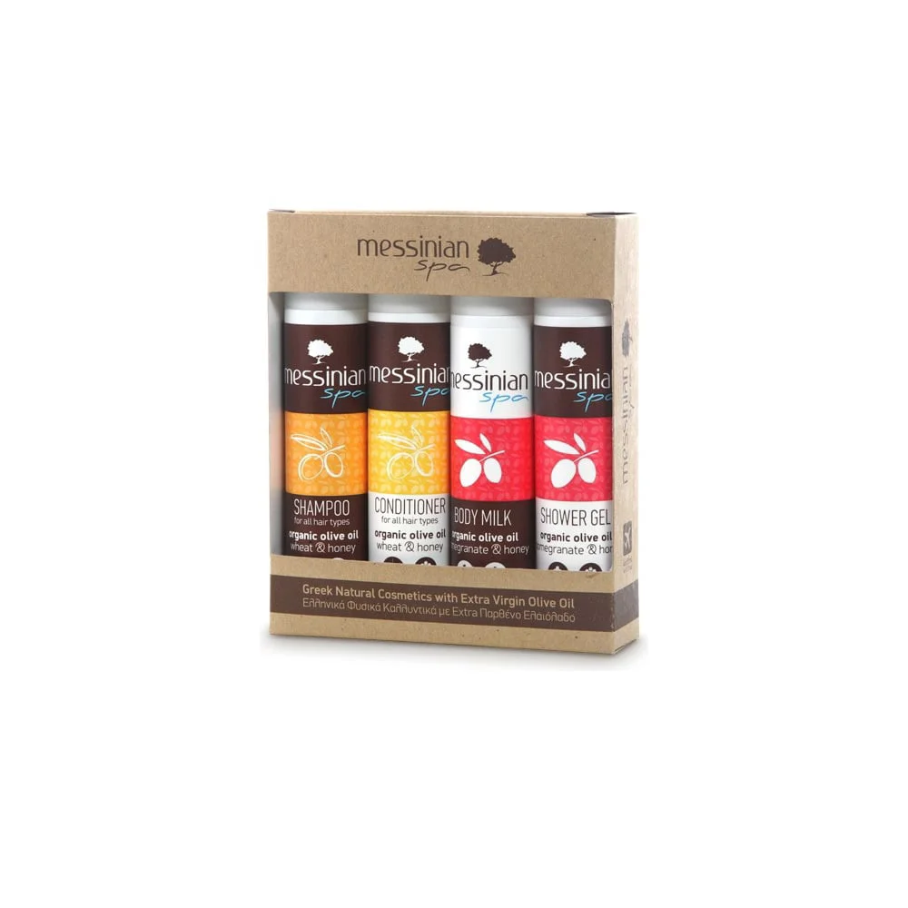 Messinian Spa Promo Travel Kit No.1 Shower Gel 55ml + Shampoo 55ml + Body Milk 55ml Conditioner 55ml