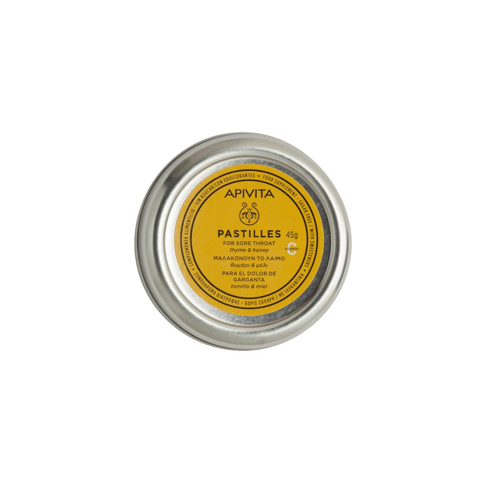 Apivita Pastilles For Sore Throat With Thyme & Honey 45gr