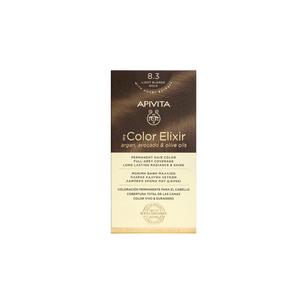 Apivita My Color Elixir Permanent Hair Color Νο 8.3 Light Blonde Gold 1 piece