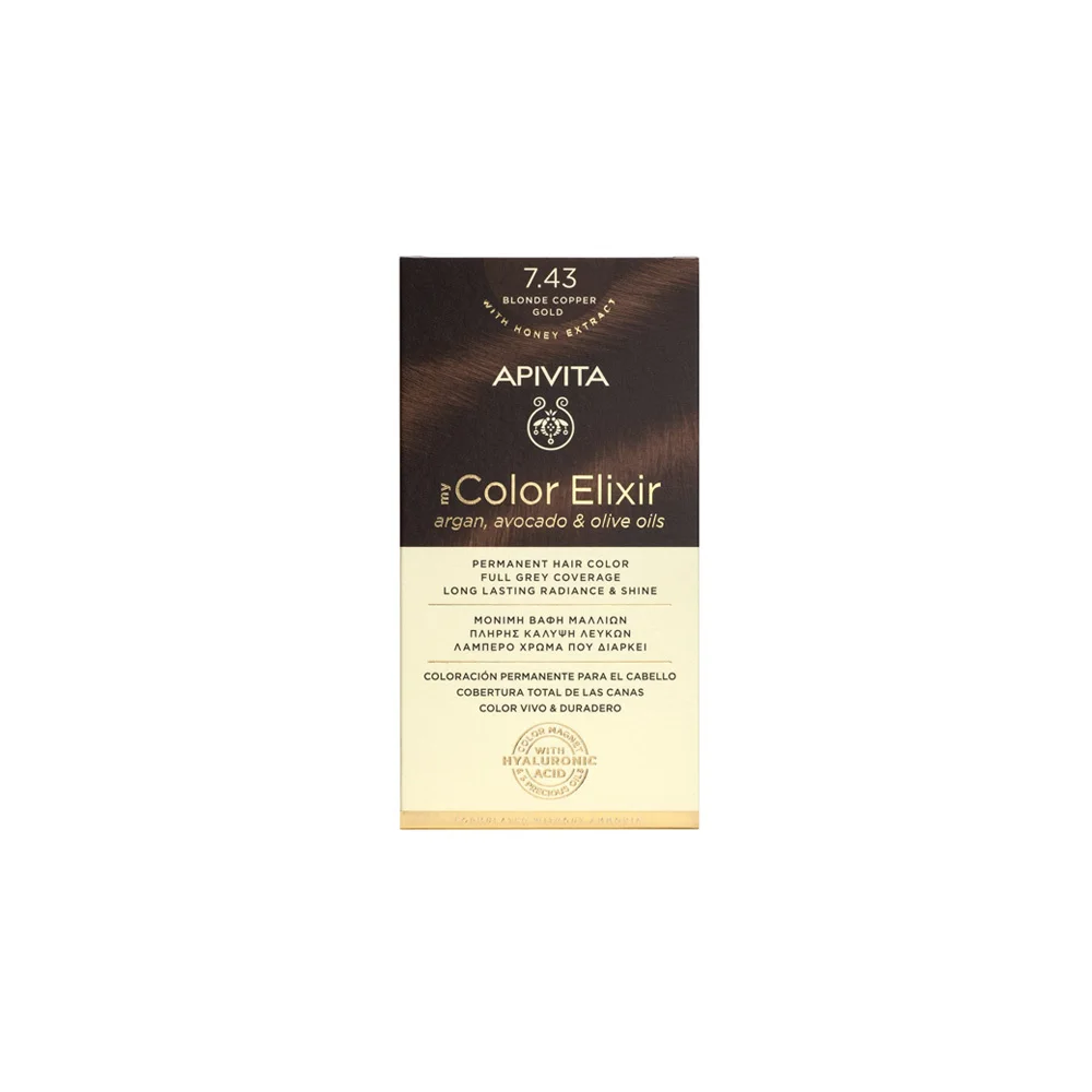 Apivita My Color Elixir Permanent Hair Color Νο 7.43 Blonde Copper Gold 1 piece