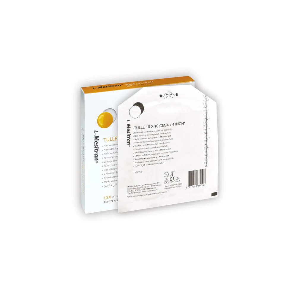 L-Mesitran Tulle Synthetic Healing Gauze Impregnated with Ointment L-Mesitran Soft 10cmΧ10cm 1 piece