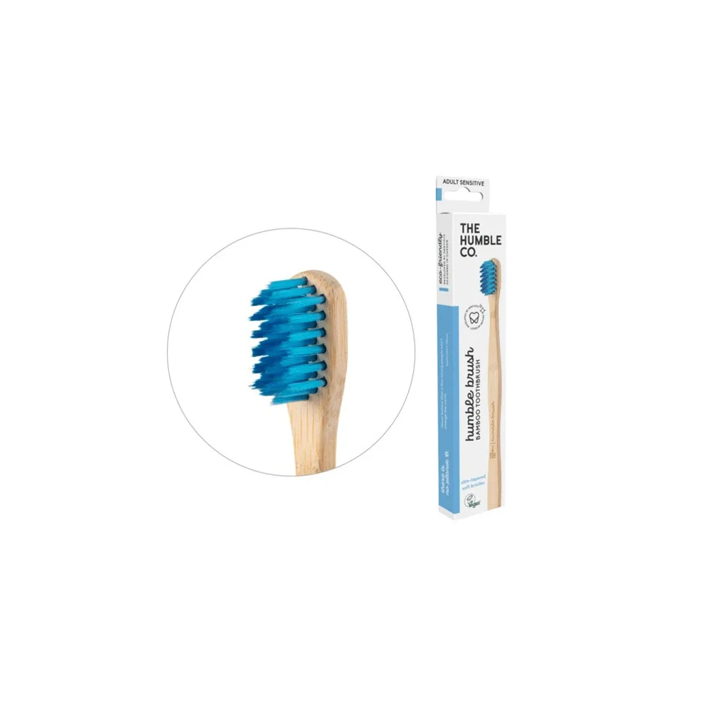 The Humble Co. Toothbrush Bamboo Adult Sensitive Blue Μπλε Οδοντόβουρτσα Ενηλίκων Για Ευαίσθητα Δόντια & Ούλα 1 τεμάχιο