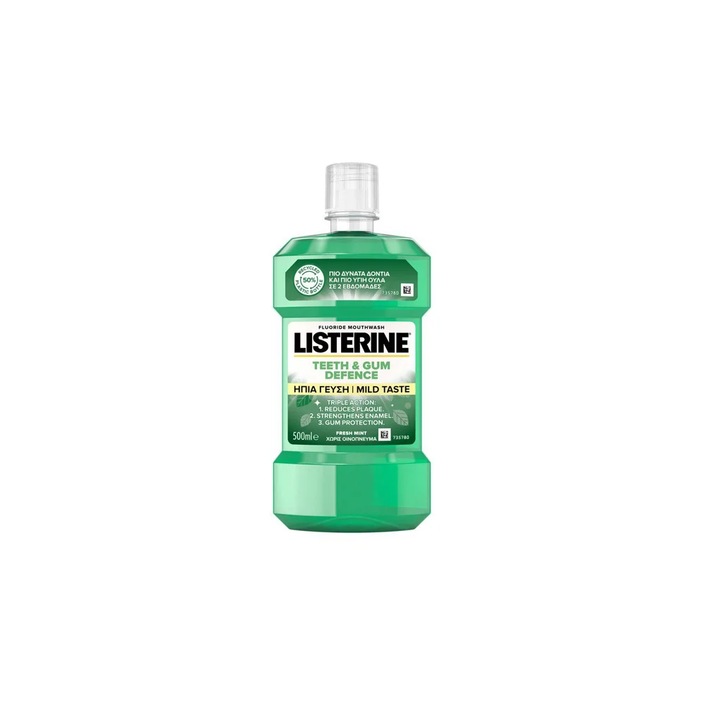Listerine Teeth & Gum Defence Στοματικό Διάλυμα Με Ήπια Γεύση 500ml