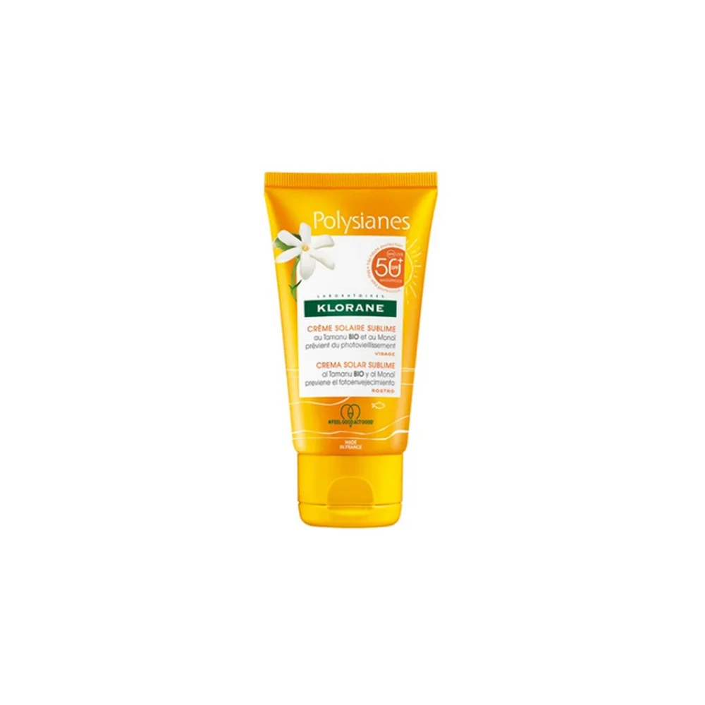 Klorane Polysianes Sublime Sun Cream SPF50+ Αντηλιακή Kρέμα Mε Βιολογικό Tamanu Kαι Mονόι 50ml