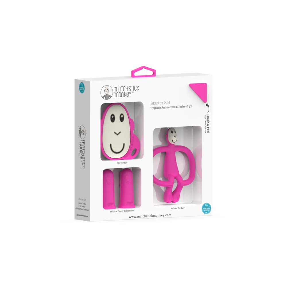 Matchstick Monkey Teething Starter Set Pink Σετ Εκκίνησης Οδοντοφυίας Μασητικά 3 τεμάχια