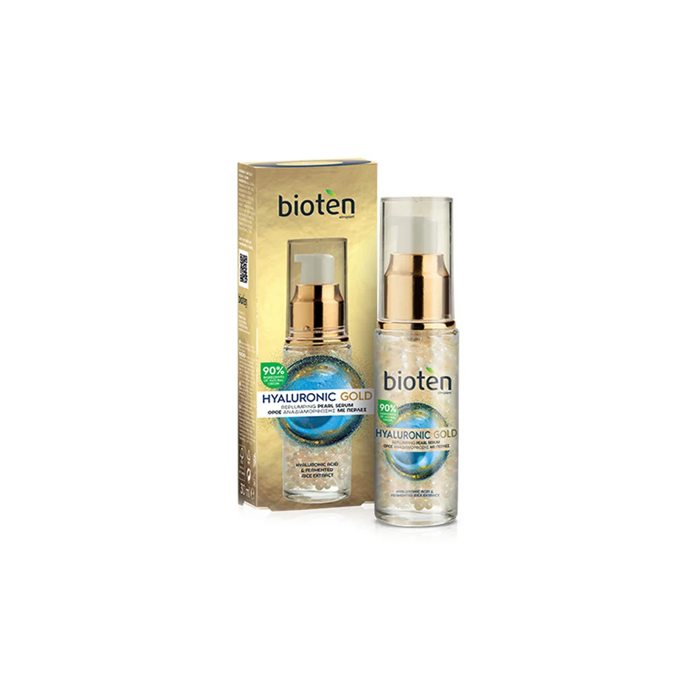 Bioten Face Serum Hyaluronic Gold Ορός Προσώπου Αναδιαμόρφωσης Με Πέρλες 30ml