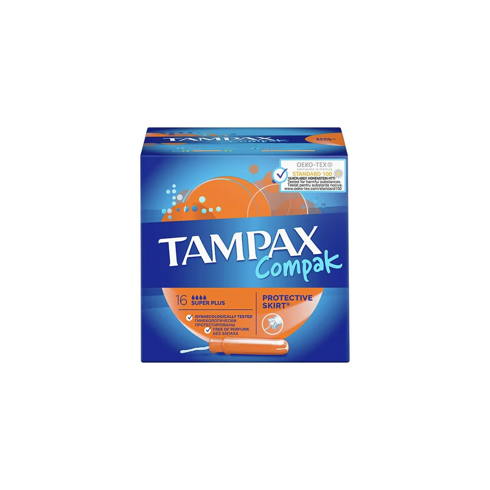 Tampax Compak Super Plus Με Απλικατέρ Για Προστασία & Διακριτικότητα 16 τεμάχια