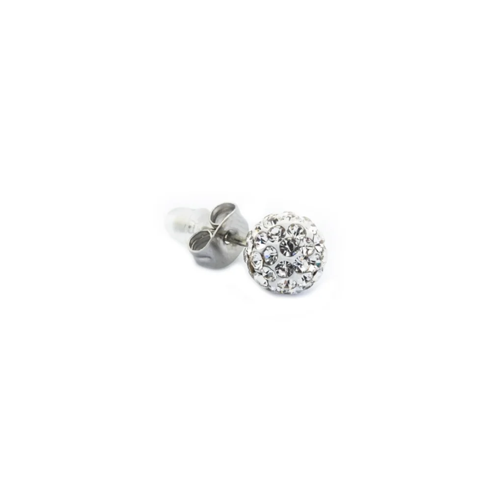 InoPlus Borghetti Hypoallergenic Earrings Bubble With White Rhinestone Large 2 pieces