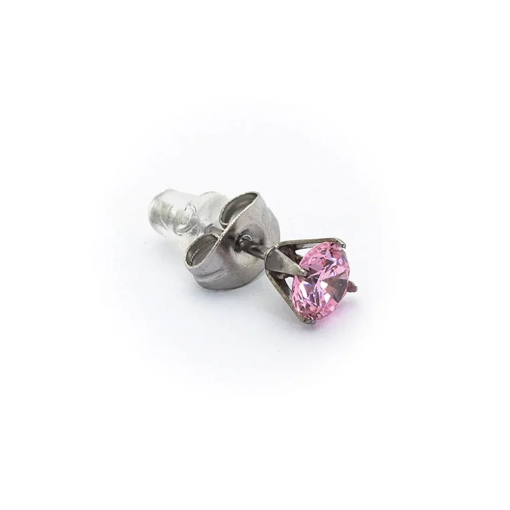 InoPlus Borghetti Pharma Stainless Steel Hypoallergenic Earrings Pink Rhinestone 1 pair