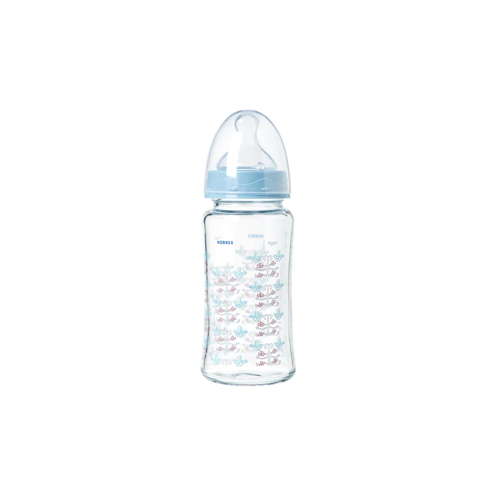 Korres Glass Feeding Bottle With Medium Flow Silicone Teat 230ml