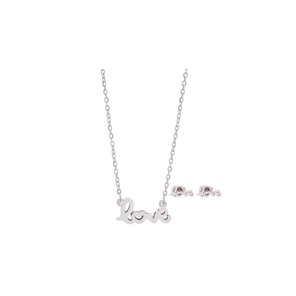 Medisei Dalee Set Love Necklace Set and Earrings Stainless Steel 3 pieces